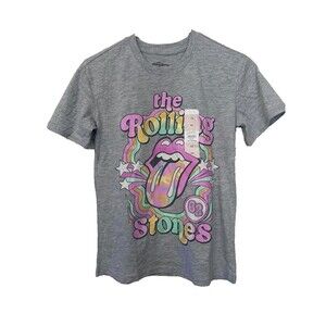 The Rolling Stones Shirt Women XXS Extra Extra Small Gray Short Sleeve Band New